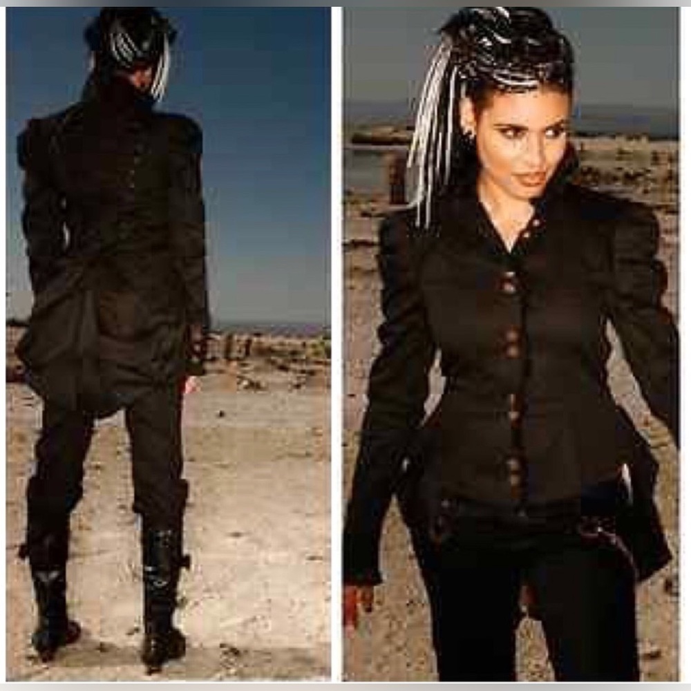Rare Lip Service Victorian Bustle Jacket Beetlejuice Gothic Witch Steampunk Sz M - Picture 10 of 12